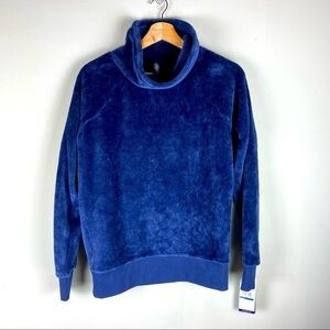GAIAM: Lux‎ Fur Cowl Neck Fuzzy Cozy Maritime Blue Pullover Sweatshirt XS (NWT)